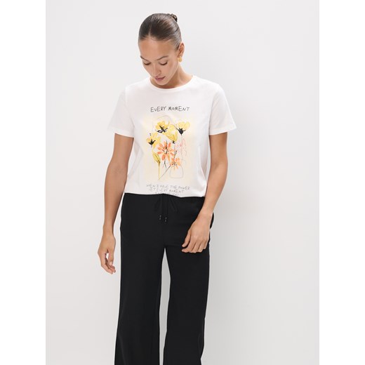 Mohito - T-shirt z nadrukiem i napisem - biały Mohito S Mohito
