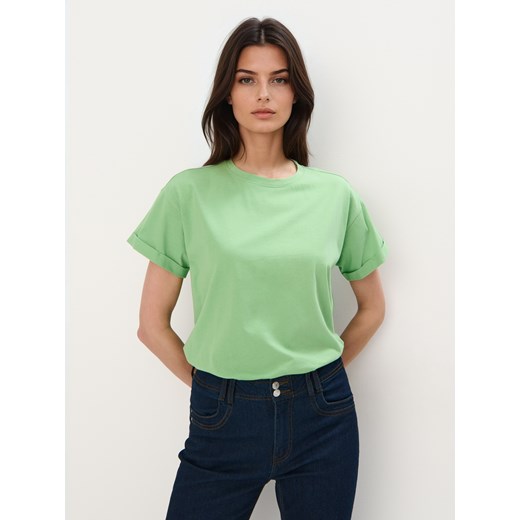 Mohito - Bawełniany zielony t-shirt - neonowy ze sklepu Mohito w kategorii Bluzki damskie - zdjęcie 181910678