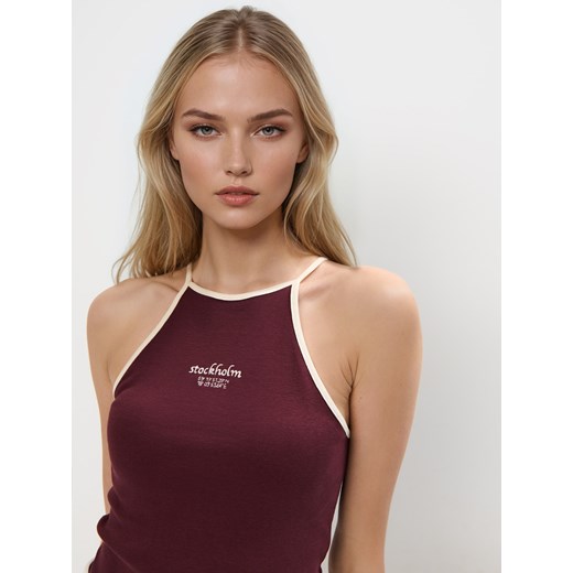 Mohito - Top z dekoltem halter - kasztanowy Mohito S Mohito