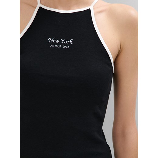 Mohito - Czarny top z dekoltem halter - czarny Mohito XS Mohito