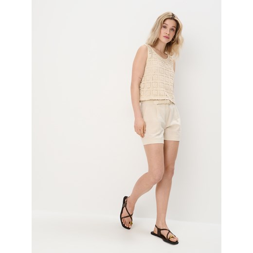 Mohito - Szorty z lnu i wiskozy - beżowy Mohito 36 Mohito