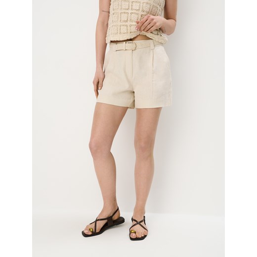 Mohito - Szorty z lnu i wiskozy - beżowy Mohito 32 Mohito
