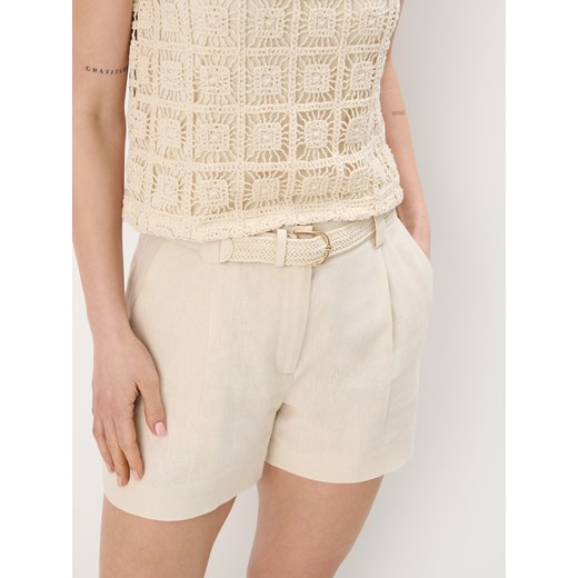 Mohito - Szorty z lnu i wiskozy - beżowy Mohito 36 Mohito