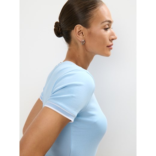 Mohito - Błękitny t-shirt z krótkim rękawem - błękitny Mohito M Mohito
