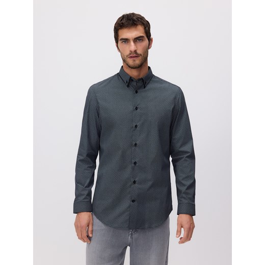 Reserved - Koszula slim fit z bawełną - ciemnoszary ze sklepu Reserved w kategorii Koszule męskie - zdjęcie 181912487