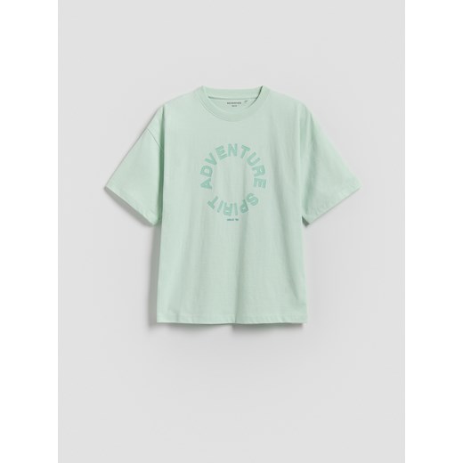 Reserved - T-shirt oversize z nadrukiem - jasnoturkusowy ze sklepu Reserved w kategorii T-shirty chłopięce - zdjęcie 181912507