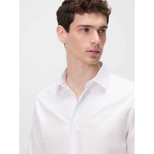 Reserved - Bawełniana koszula slim fit - biały ze sklepu Reserved w kategorii Koszule męskie - zdjęcie 181912939