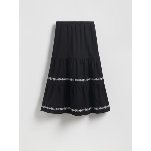 Reserved - Spódnica maxi z ozdobnym haftem - czarny Reserved XL Reserved