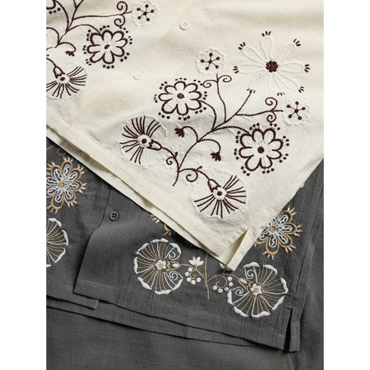 Reserved - Koszula regular z dodatkiem lnu - ciemnozielony Reserved M Reserved