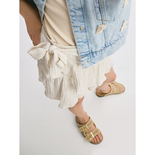 Reserved - Wiskozowa spódnica z domieszką lnu - kremowy Reserved 134 (8 lat) Reserved