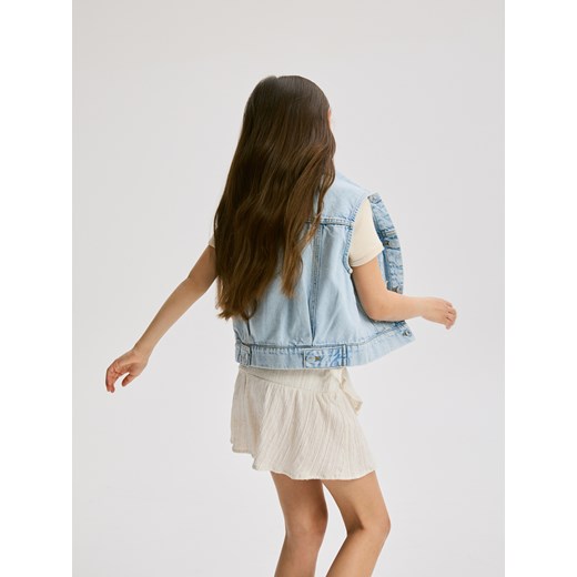 Reserved - Wiskozowa spódnica z domieszką lnu - kremowy Reserved 134 (8 lat) Reserved