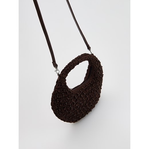 Reserved - Pleciona torebka z koralikami - ciemnobrązowy Reserved ONE SIZE Reserved
