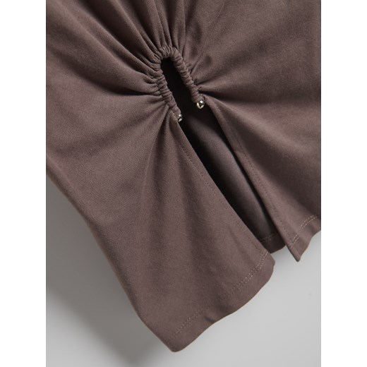 Reserved - T-shirt z ozdobnym wycięciem - jasnoszary Reserved M Reserved