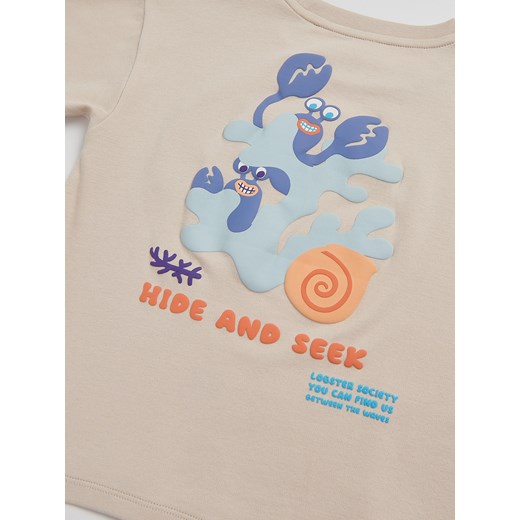 Reserved - T-shirt oversize - beżowy Reserved 80 (9-12 m.) Reserved