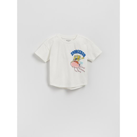 Reserved - T-shirt SpongeBob - złamana biel ze sklepu Reserved w kategorii T-shirty chłopięce - zdjęcie 181915095