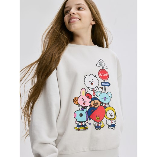 Reserved - Bluza z nadrukiem BT21 - jasnoszary ze sklepu Reserved w kategorii Bluzy dziewczęce - zdjęcie 181915696