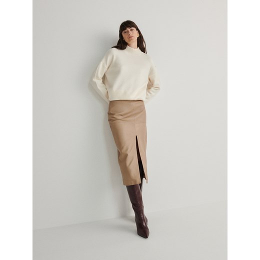 Reserved - Sweter oversize z golfem - kremowy ze sklepu Reserved w kategorii Swetry damskie - zdjęcie 181916279
