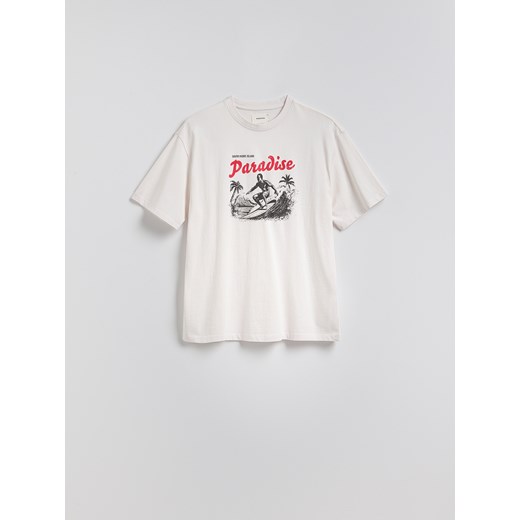Reserved - T-shirt boxy z nadrukiem - jasnoszary ze sklepu Reserved w kategorii T-shirty męskie - zdjęcie 181916725