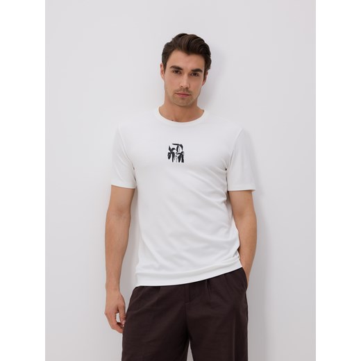 Reserved - T-shirt regular z nadrukiem - złamana biel ze sklepu Reserved w kategorii T-shirty męskie - zdjęcie 181916737