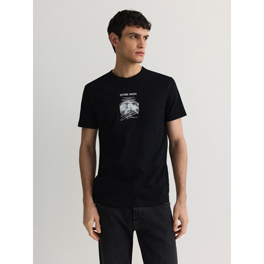Reserved - T-shirt regular z nadrukiem - czarny Reserved L Reserved