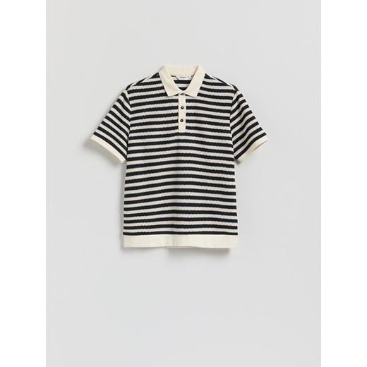 Reserved - Koszulka polo w paski - granatowy ze sklepu Reserved w kategorii T-shirty męskie - zdjęcie 181917619