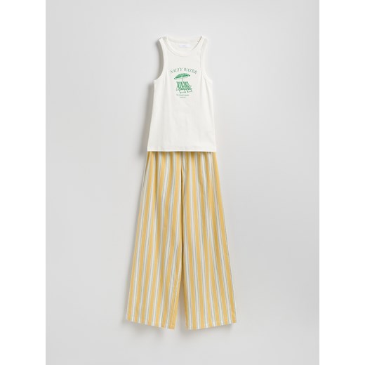 Reserved - Dwuczęściowa piżama - złamana biel Reserved XS Reserved