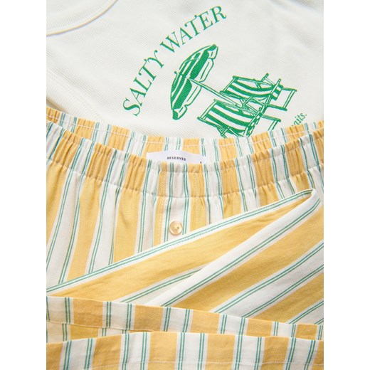 Reserved - Dwuczęściowa piżama - złamana biel Reserved XS Reserved