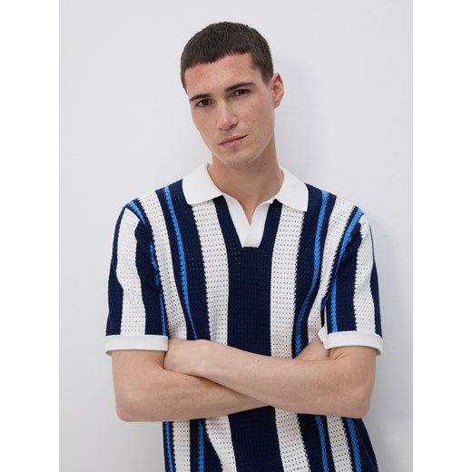 Reserved - Ażurowy sweter polo - wielobarwny ze sklepu Reserved w kategorii T-shirty męskie - zdjęcie 181917929