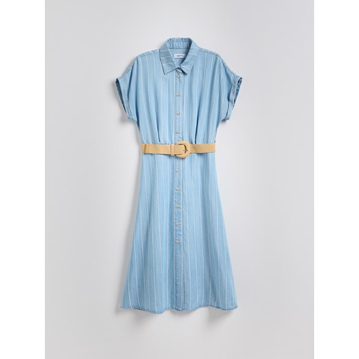 Reserved - Sukienka midi z lyocellu - niebieski Reserved XXL Reserved