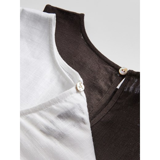 Reserved - Top z dodatkiem lnu - ciemnobrązowy Reserved M Reserved