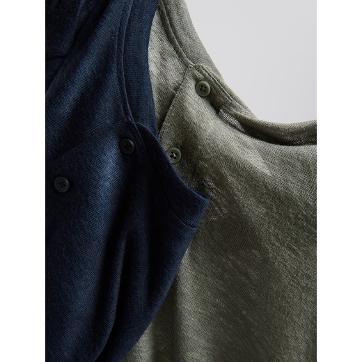 Reserved - T-shirt henley regular fit - ciemnozielony Reserved M Reserved