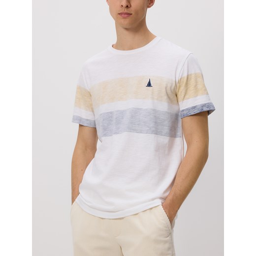 Reserved - T-shirt regular z haftem - biały Reserved XL Reserved