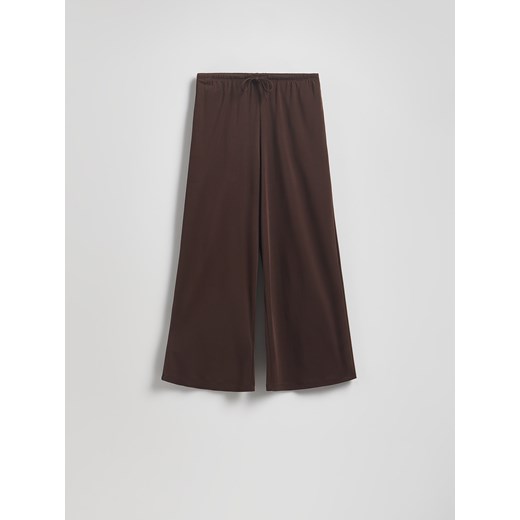 Reserved - Szerokie spodnie z modalem - ciemnobrązowy Reserved L Reserved