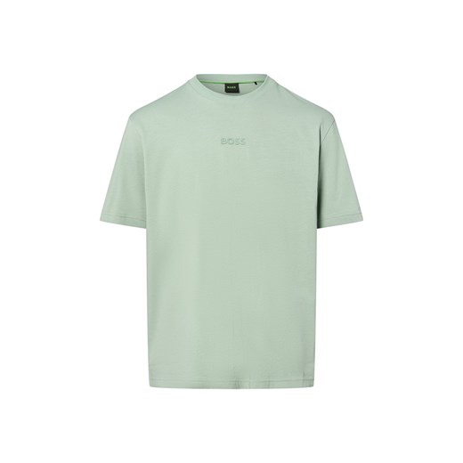 BOSS Green Koszulka męska - Tee Mężczyźni Bawełna seledynowy jednolity ze sklepu vangraaf w kategorii T-shirty męskie - zdjęcie 181919595