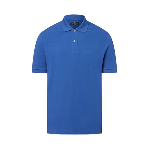 Nils Sundström Męska koszulka polo Mężczyźni Bawełna niebieski jednolity ze sklepu vangraaf w kategorii T-shirty męskie - zdjęcie 181919626