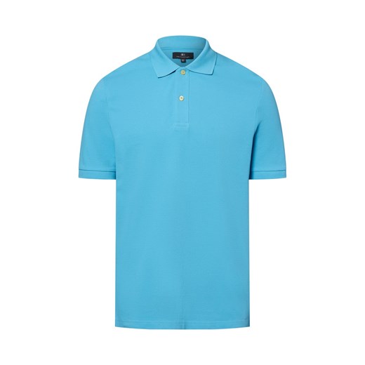 Nils Sundström Męska koszulka polo Mężczyźni Bawełna niebieski jednolity ze sklepu vangraaf w kategorii T-shirty męskie - zdjęcie 181919627