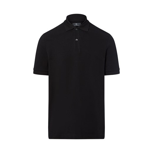 Nils Sundström Męska koszulka polo Mężczyźni Bawełna czarny jednolity ze sklepu vangraaf w kategorii T-shirty męskie - zdjęcie 181919638