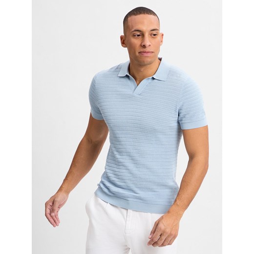 Drykorn Męska koszulka polo - Braian Mężczyźni Bawełna jasnoniebieski wypukły wzór tkaniny ze sklepu vangraaf w kategorii T-shirty męskie - zdjęcie 181919677
