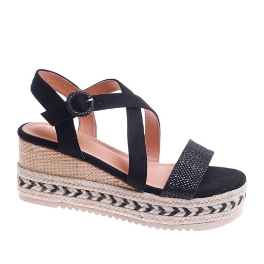 Czarne damskie sandały na platformie /G7-1 17685 G345/ ze sklepu Pantofelek24.pl w kategorii Espadryle damskie - zdjęcie 181919937