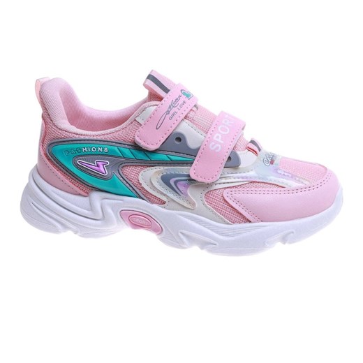 Zielono różowe dziewczęce buty sneakersy /G7-2 17621  T203/ ze sklepu Pantofelek24.pl w kategorii Buty sportowe dziecięce - zdjęcie 181919996
