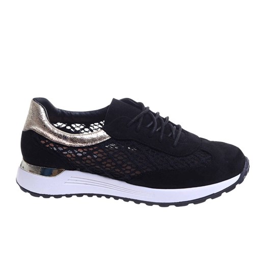 Czarne ażurowe buty sportowe sneakersy /G2-117657 W382/ ze sklepu Pantofelek24.pl w kategorii Buty sportowe damskie - zdjęcie 181920089