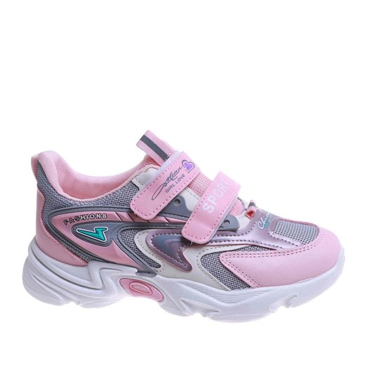 Szaro różowe dziewczęce buty sneakersy /A8-2 17621  T203/ ze sklepu Pantofelek24.pl w kategorii Buty sportowe dziecięce - zdjęcie 181920146