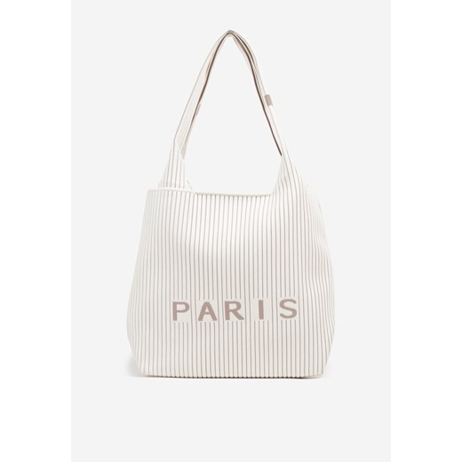 Biała Torebka Shopperka z Ozdobnymi Tłoczeniami Salunetia ze sklepu born2be.pl w kategorii Torby Shopper bag - zdjęcie 181922375