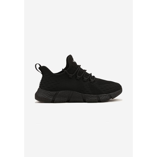 Czarne Wsuwane Buty Sportowe Sneakersy z Siateczki na Tłoczonej Podeszwie Salafina ze sklepu born2be.pl w kategorii Buty sportowe męskie - zdjęcie 181922486