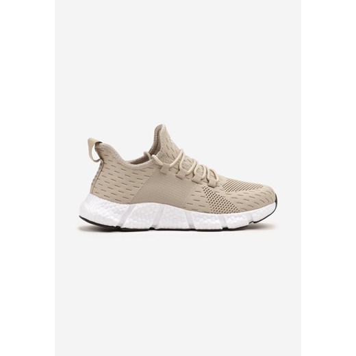 Beżowe Wsuwane Buty Sportowe Sneakersy z Siateczki na Tłoczonej Podeszwie 45 promocja born2be.pl