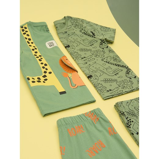 Sinsay - Piżama dwuczęściowa z motywem zwierzęcym - zielony Sinsay 110 (4-5 l) Sinsay