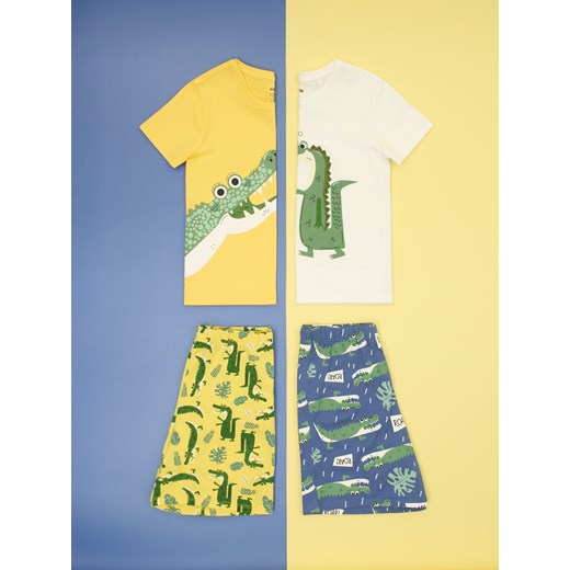 Sinsay - Piżama dwuczęściowa z motywem krokodyla - żółty Sinsay 134 (8-9 l) Sinsay