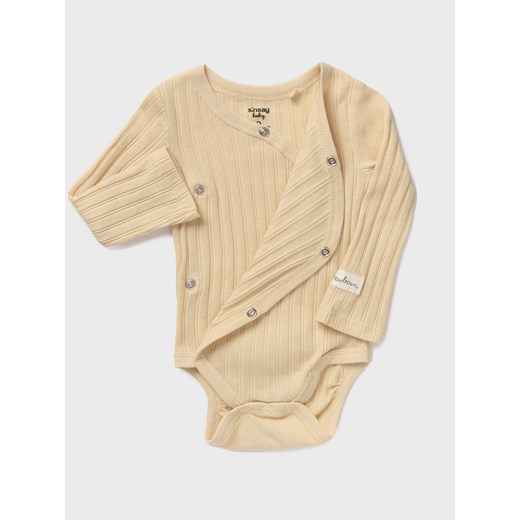 Sinsay - Body z prążkowanej dzianiny - kremowy Sinsay 68 (3-6 m) Sinsay