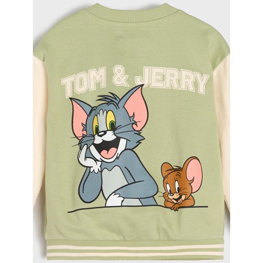 Sinsay - Bluza z nadrukiem na plecach Tom & Jerry Core - zielony Sinsay 104 (3-4 l) Sinsay