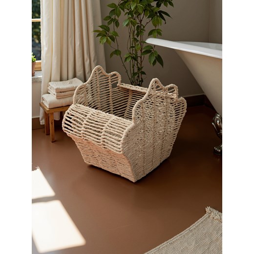 Sinsay - Pleciony kosz dekoracyjny z falowanym brzegiem - beżowy Sinsay One Size Sinsay